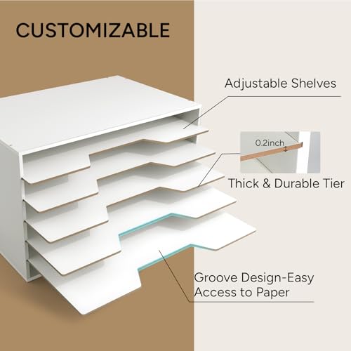 12x18 Wooden Construction Paper Organizer, 6-Tier Desktop File Sorter T909341