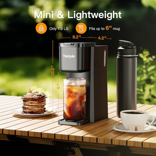 Mini Hot and Iced Coffee Maker Single Serve for K Cup and Ground, Classic Black O715039