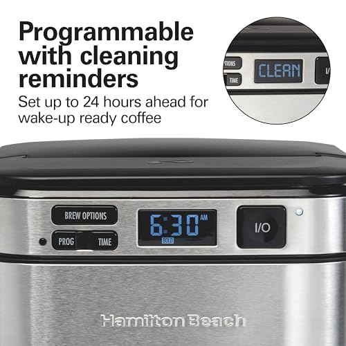 Hamilton Beach Programmable Drip Coffee Maker, 12 Cups, Black M834573