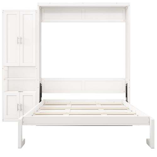 MERITLINE Queen Murphy Bed with Storage Cabinet and Charging Station S5497