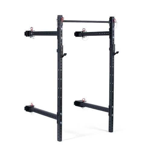 Titan Fitness T-3 Series 82-inch Wall Mounted Folding Power Rack, Space Savings Rack, Folds up to 5" from The Wall