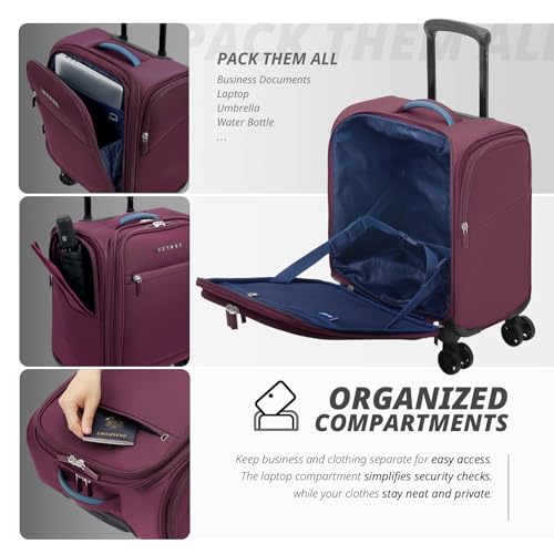 Verage Under Seat Luggage with Wheels, Softside Spinner Carry On, Navy 14-Inch A51804