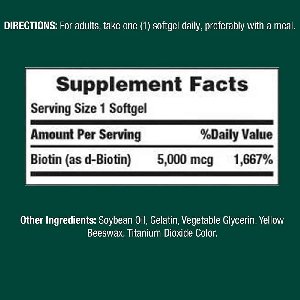 Nature's Bounty Biotin 5000 mcg Softgels, 150 Count, Pack of 3 I587