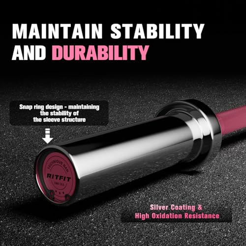 RITFIT Olympic Barbell 4ft/6ft 2 Inch Weight Bar for Strength Training, 500lbs Capacity F369