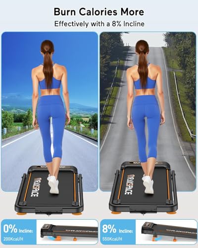 Walking Pad Treadmill with 8% Incline & Handle Bar, 3.5HP Portable for Home E1260