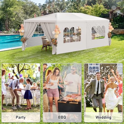 Outdoor Party Tent 10x30 Black with 8 Removable Sidewalls V87006