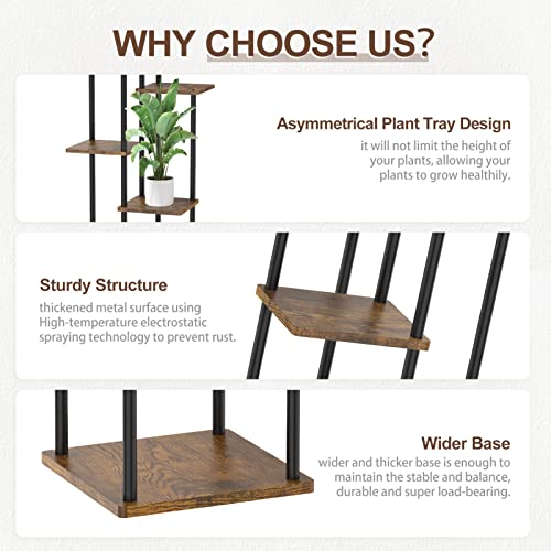 6 Tier Metal Wood Corner Plant Stand Indoor Outdoor H78199