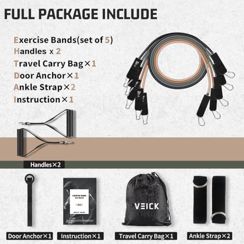 VEICK Resistance Bands with Handles for Home Workout O75059