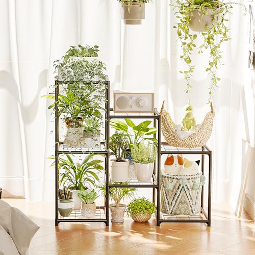 Bamworld Plant Stand Indoor Outdoor Wood Plant Rack 3 Tier Ladder D51744