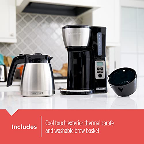 BLACK+DECKER 12 Cup Thermal Programmable Coffee Maker, Black/Steel P7250