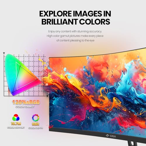 CRUA 30Inch Ultrawide Curved Monitor, 21:9 WFHD 2560x1080P, 100Hz, VA Panel, Black Y8772