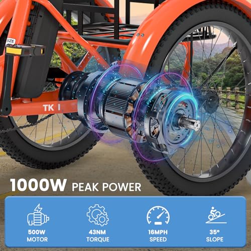 20" Folding Electric Trike for Adults, 48V 500W Aluminum Frame F721