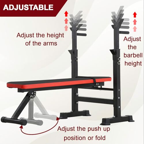 Adjustable Weight Bench with Squat Rack 660lbs Foldable W1620