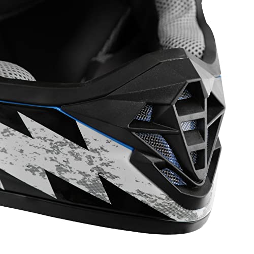 SLMOTO Dot Youth Kids Motocross Offroad Helmet with Goggles and Gloves Blue Skull D851858