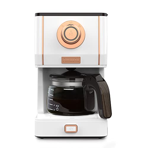 Amaste Drip Coffee Maker, 25 Oz Glass Pot, Retro Style with Reusable Filter Y974