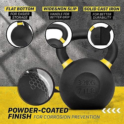Yes4All Powder Coated Cast Iron Kettlebell Weight Set for Home Gym N15817