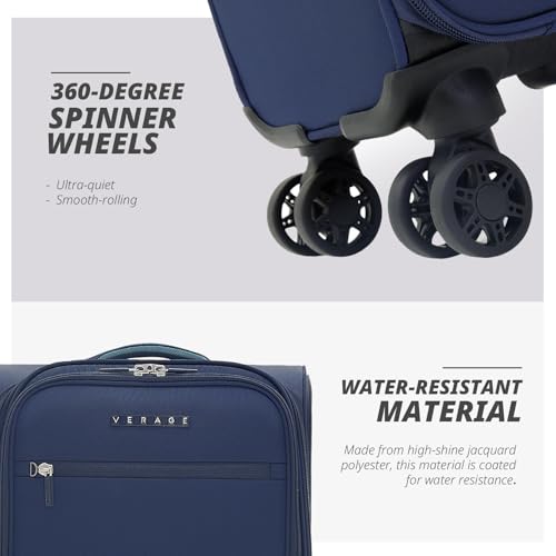 Verage Under Seat Luggage with Wheels, Softside Spinner Carry On, Navy 14-Inch A51804