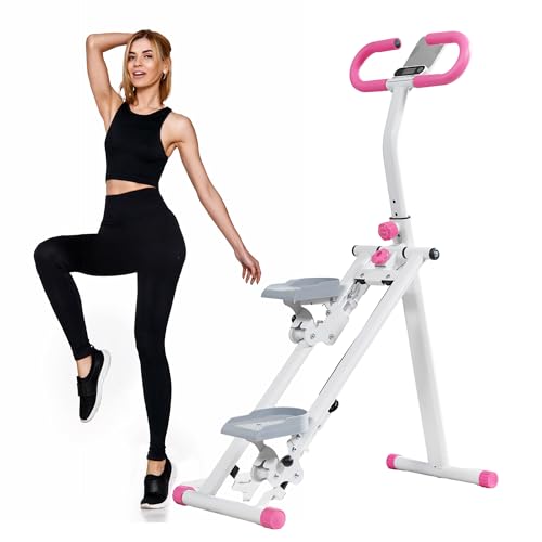 Stair Stepper for Home Gym Exercise, Vertical Climber Exercise Machine for Full Body Workout, Compact Folding Cardio Exercise Climber with Adjustable Handlebar (Blue)