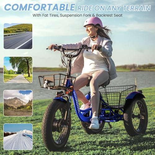 MOONCOOL Electric Tricycle for Adults, 500W Motor, 7-Speed, Removable Battery T91463