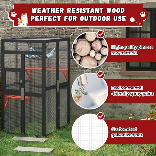 COZIWOW Catio Outdoor Cat Enclosure with Window Access, Wooden Kitty Cage, White T1021