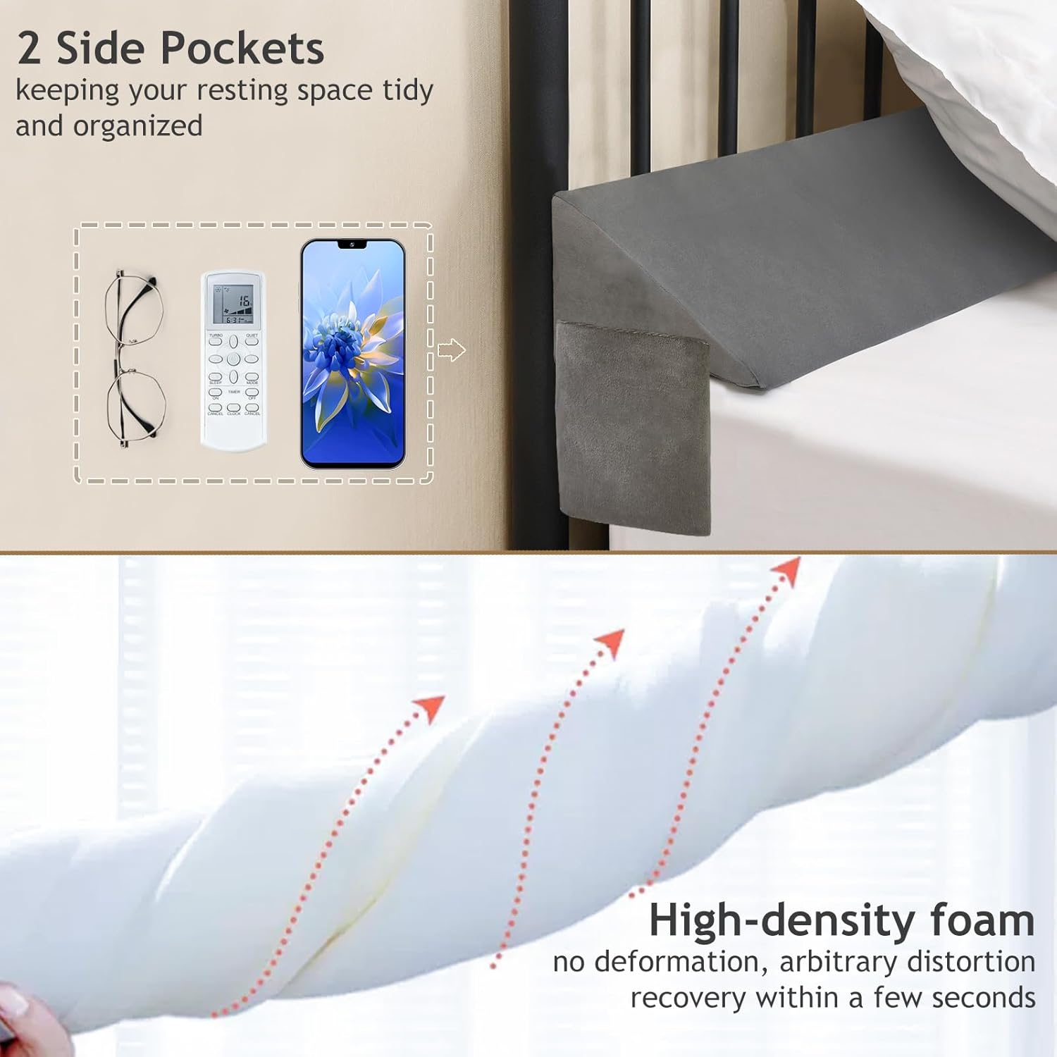 Vekkia Bed Wedge Pillow for Headboard Gap, Queen G237