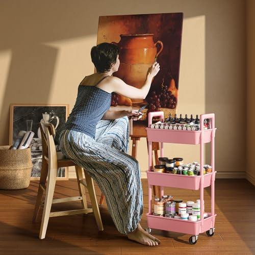Pipishell 3 Tier Rolling Cart Organizer with Lockable Wheels, White K43271