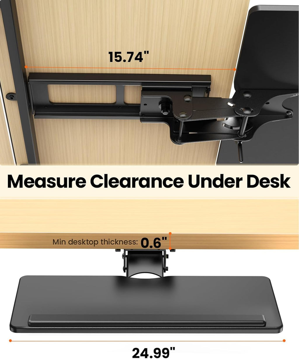 ErGear Keyboard Tray Under Desk, Sliding with Adjustable Height, Black F50232