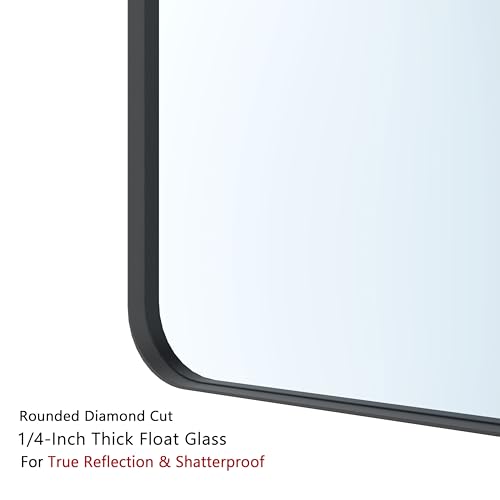 Gold Bathroom Mirror 24 x 36 Inch Metal Framed Rounded Rectangle Vanity C654281