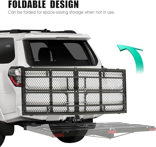 Folding Hitch Cargo Carrier 60 x 24 x 14 Inch, 500 lbs Capacity, 2" Receiver, Black G12377