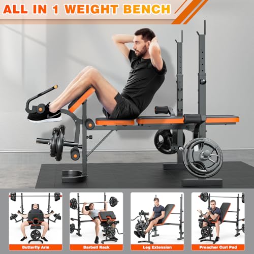 XDDIAS Weight Bench 770LBS with Leg Extension, Adjustable 6-in-1 for Home Gym G817