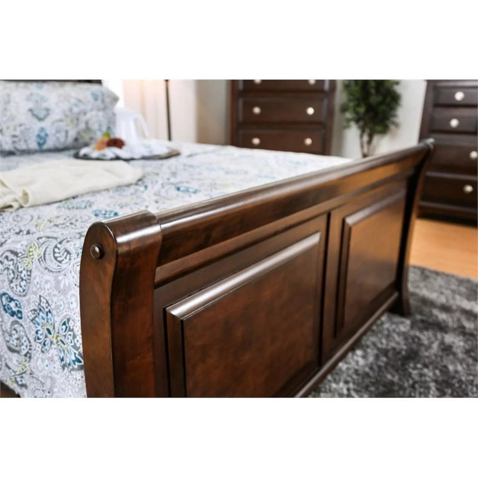 Furniture of America Glinda Wood California King Sleigh Bed, Brown Cherry B248956