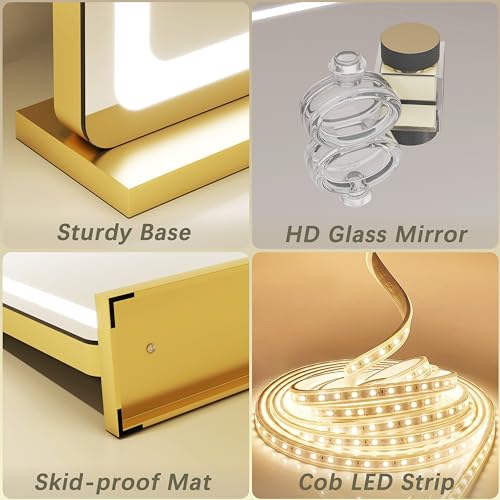 Vanity Mirror with Lights, 12.6"×15" LED Makeup Mirror, Touch Control Dimmable D52089
