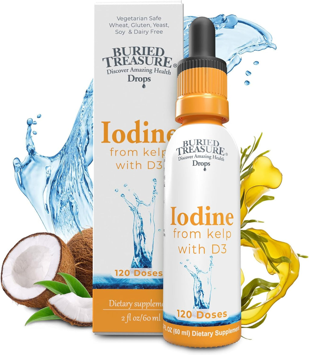 Buried Treasure Iodine Drops with Kelp - 2% Liquid Drops,120 servings, 2 fl oz, Supports Immunity Health