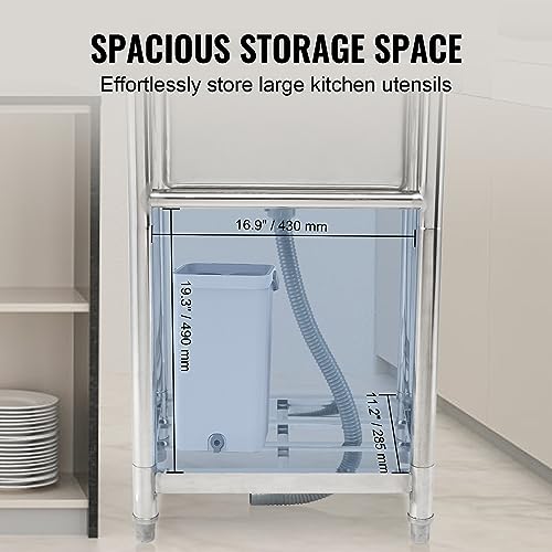 VEVOR Stainless Steel Utility Sink with Workbench Faucet and Legs, 39.4 x 19.1 x 37.4 in L559