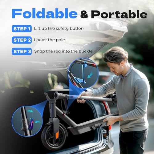 SISIGAD Electric Scooter for Adults, 10" Tires, 600W Motor, 22 MPH, 30 Miles Range, Foldable O1563
