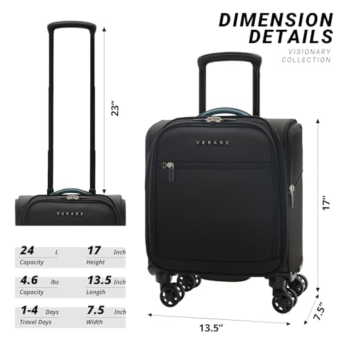 Verage Under Seat Luggage with Wheels, Softside Spinner Carry On, Navy 14-Inch A51804