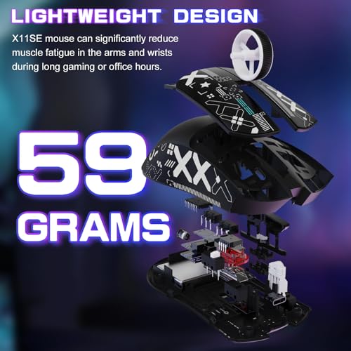 Attack Shark X11SE Wireless Gaming Mouse, Tri-Mode 22K DPI, 59g, Berry Red Y3775