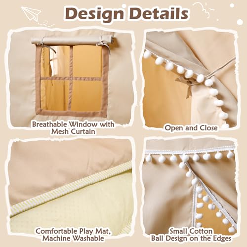 Treestone Play Tent for Kids with Padded Mat and Light, Indoor & Outdoor Playhouse F222