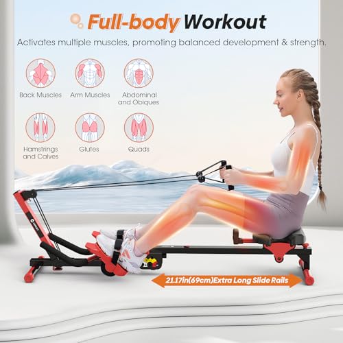 4 in 1 Rowing Machine with Adjustable Resistance, Foldable Home Rower K5286