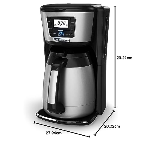 BLACK+DECKER 12 Cup Thermal Programmable Coffee Maker, Black/Steel P7250