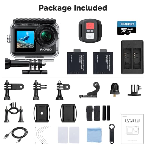 AKASO Brave 7 LE 4K Action Camera with 256GB Memory Card Bundle C607627