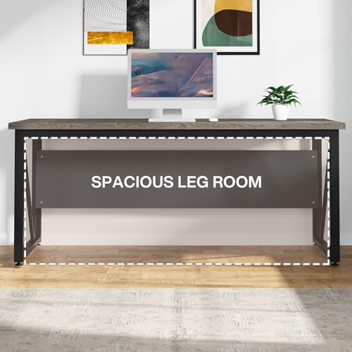 Tribesigns 63" Executive Desk with 47" Lateral File Cabinet, L-Shaped Computer Desk, Brown and Black N680173