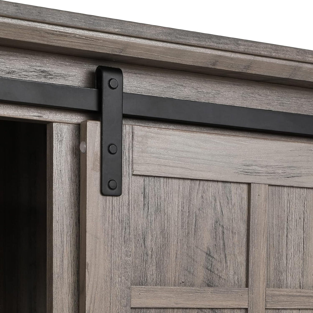 58" Farmhouse TV Stand with Electric Fireplace, Gray Wash A1124