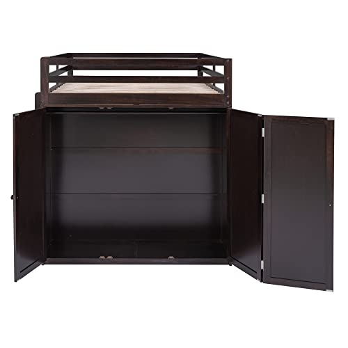 Harper & Bright Designs Full Loft Bed with Desk, Wardrobe, Solid Wood N868457