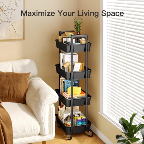 Pipishell 3 Tier Rolling Cart Organizer with Lockable Wheels, White K43271