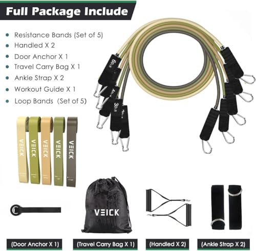VEICK Resistance Bands with Handles for Home Workout O75059