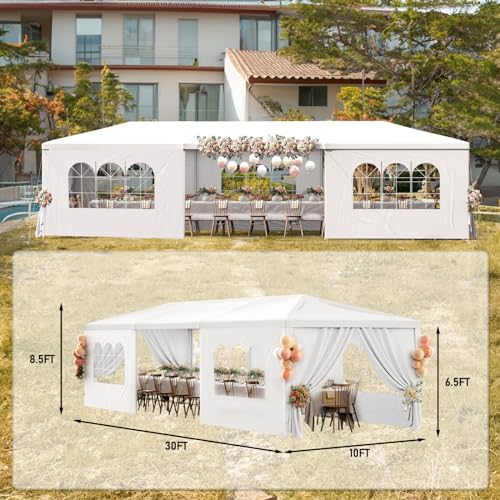 Outdoor Party Tent 10x30 Black with 8 Removable Sidewalls V87006