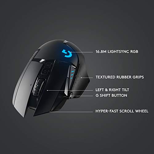Logitech G502 Lightspeed Wireless Gaming Mouse with Hero 25K Sensor, Black B3236