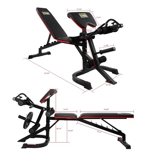 Adjustable Weight Bench with Leg Extension and Preacher Pad for Home Gym K47047