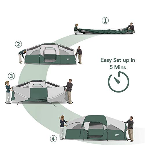 CAMPROS CP Tent 8 Person Weather Resistant Family Camping Tent with Carry Bag Z5924